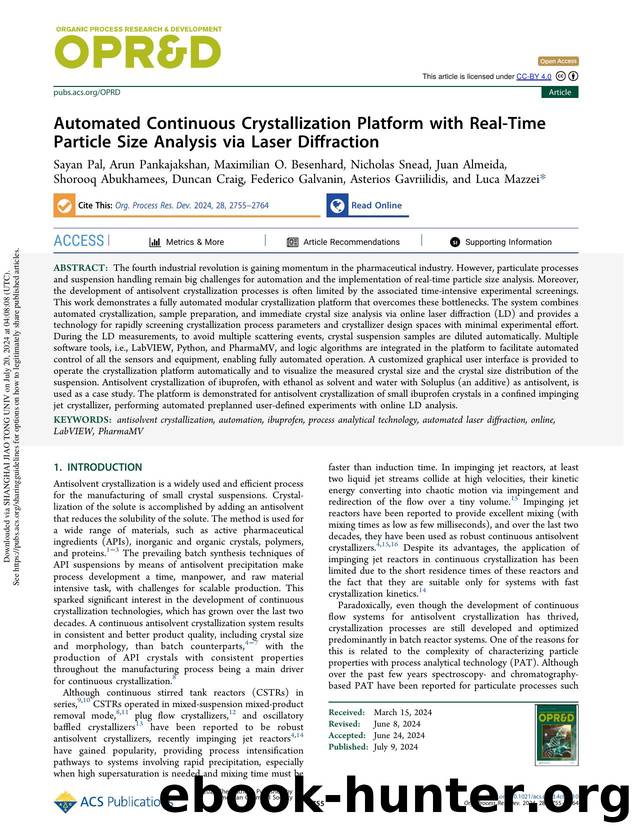 Automated Continuous Crystallization Platform with Real-Time Particle Size Analysis via Laser Diffraction by unknow