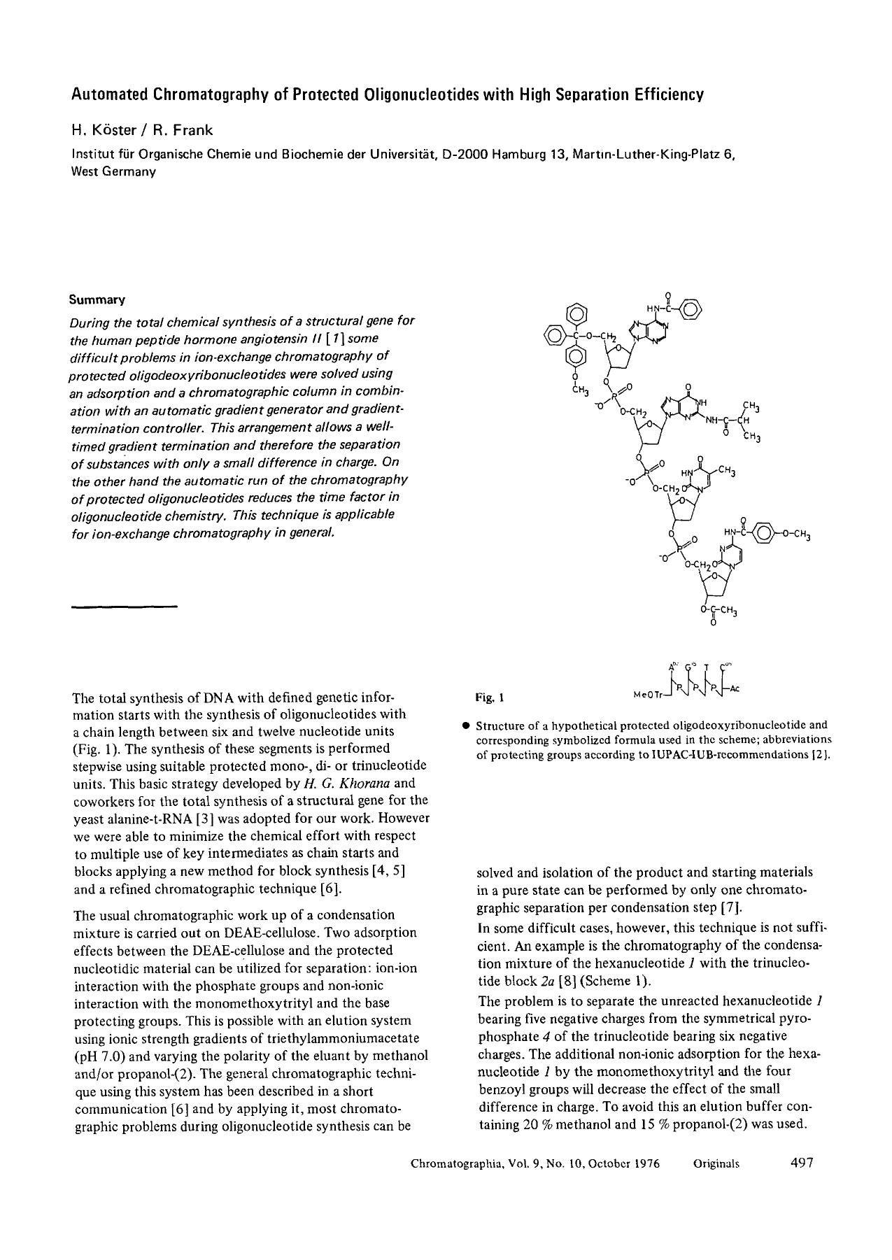 Automated chromatography of protected oligonucleotides with high separation efficiency by Unknown