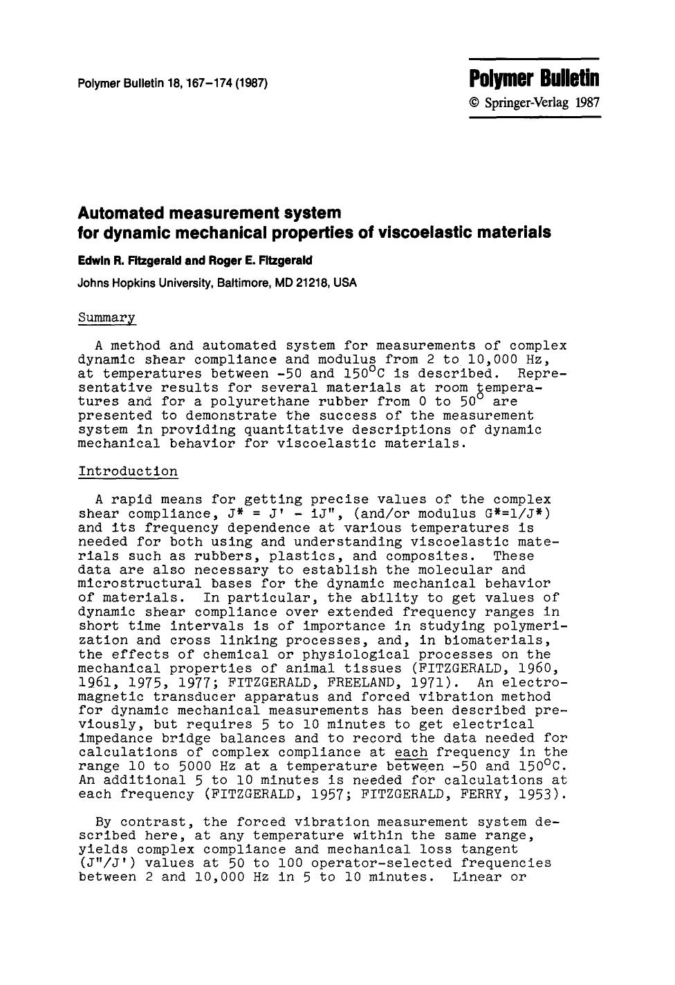 Automated measurement system for dynamic mechanical properties of viscoelastic materials by Unknown