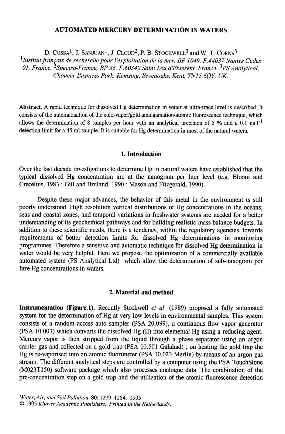 Automated mercury determination in waters by Unknown