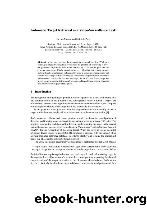 Automatic Target Retrieval in a Video-Surveillance Task by Davide Moroni and Gabriele Pieri