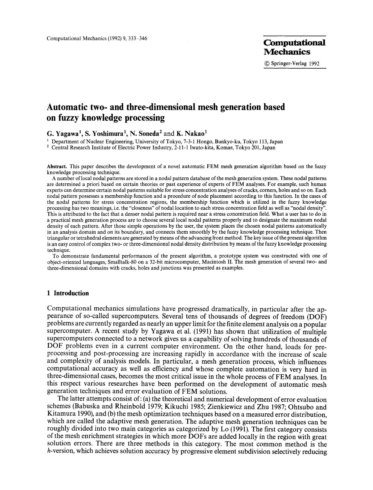 Automatic two- and three-dimensional mesh generation based on fuzzy knowledge processing by Unknown