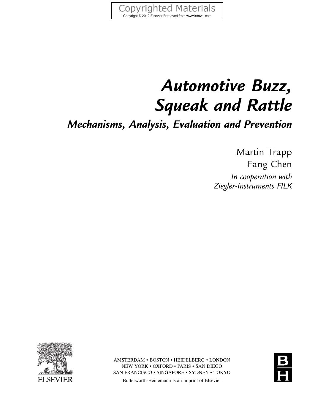 Automotive Buzz Squeak And Rattle Mechanisms Analysis Evaluation And Prevention by 4<8=8AB@0B>@