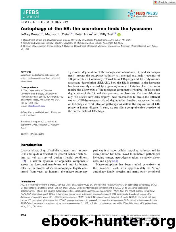Autophagy of the ER: the secretome finds the lysosome by Unknown