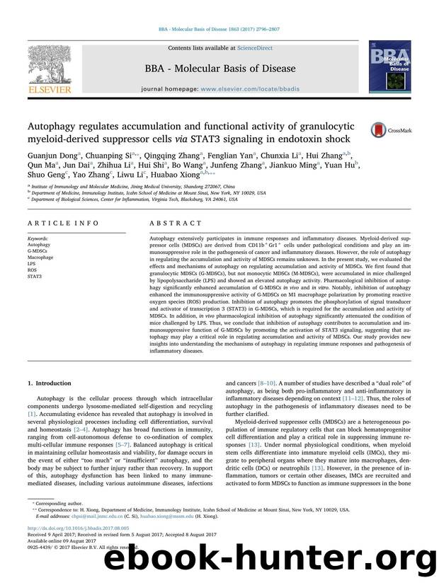 Autophagy regulates accumulation and functional activity of granulocytic myeloid-derived suppressor cells via STAT3 signaling in endotoxin shock by unknow