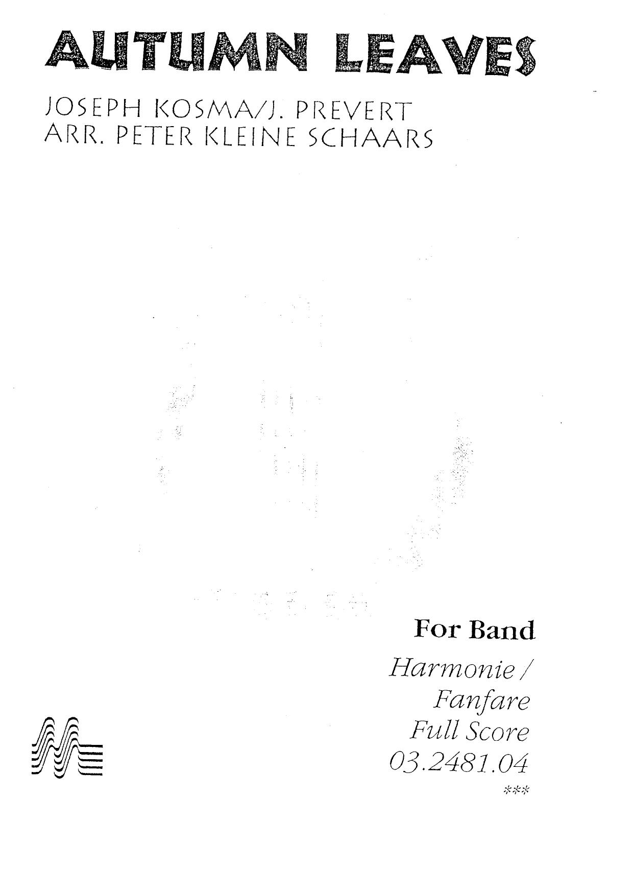 Autumn leaves for band. (full score) by Kosma Joseph