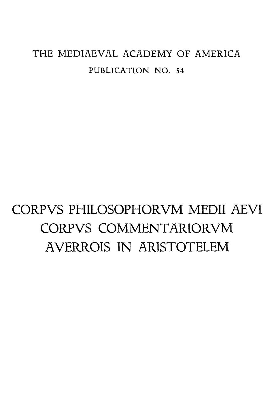 Averrois Cordubensis, compendia librorum Aristotelis qui Parva naturalia vocantur by Aristotle.; Averroës; Blumberg Harry; Shields Emilia Ledyard