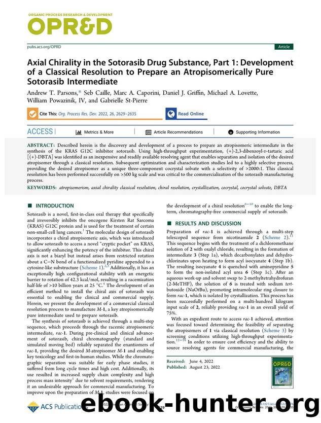 Axial Chirality in the Sotorasib Drug Substance, Part 1: Development of a Classical Resolution to Prepare an Atropisomerically Pure Sotorasib Intermediate by unknow