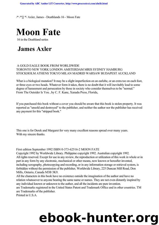 Axler, James - Deathlands 16 by Axler James