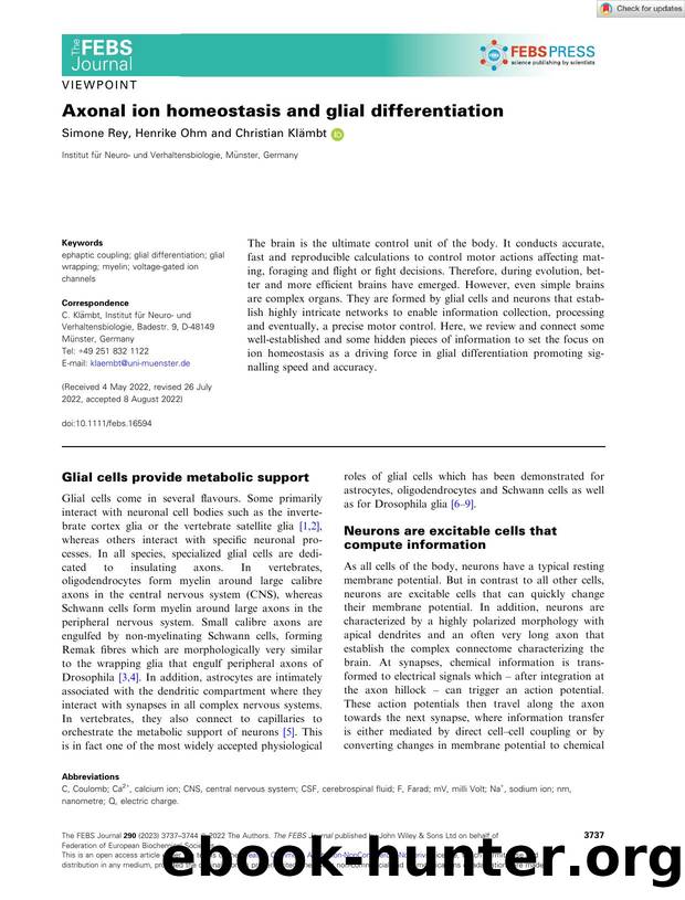 Axonal ion homeostasis and glial differentiation by Unknown