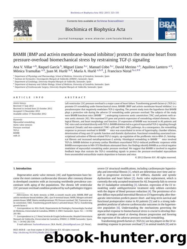 BAMBI (BMP and activin membrane-bound inhibitor) protects the murine heart from pressure-overload biomechanical stress by restraining TGF-Î² signaling by unknow