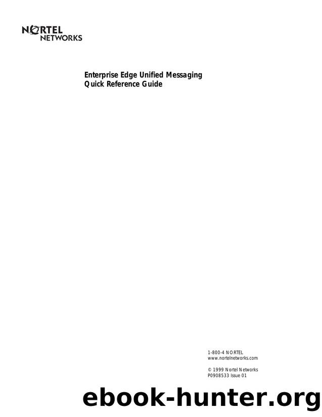 BCM 1.01 Unified Messaging Quick Reference Guide by Nortel