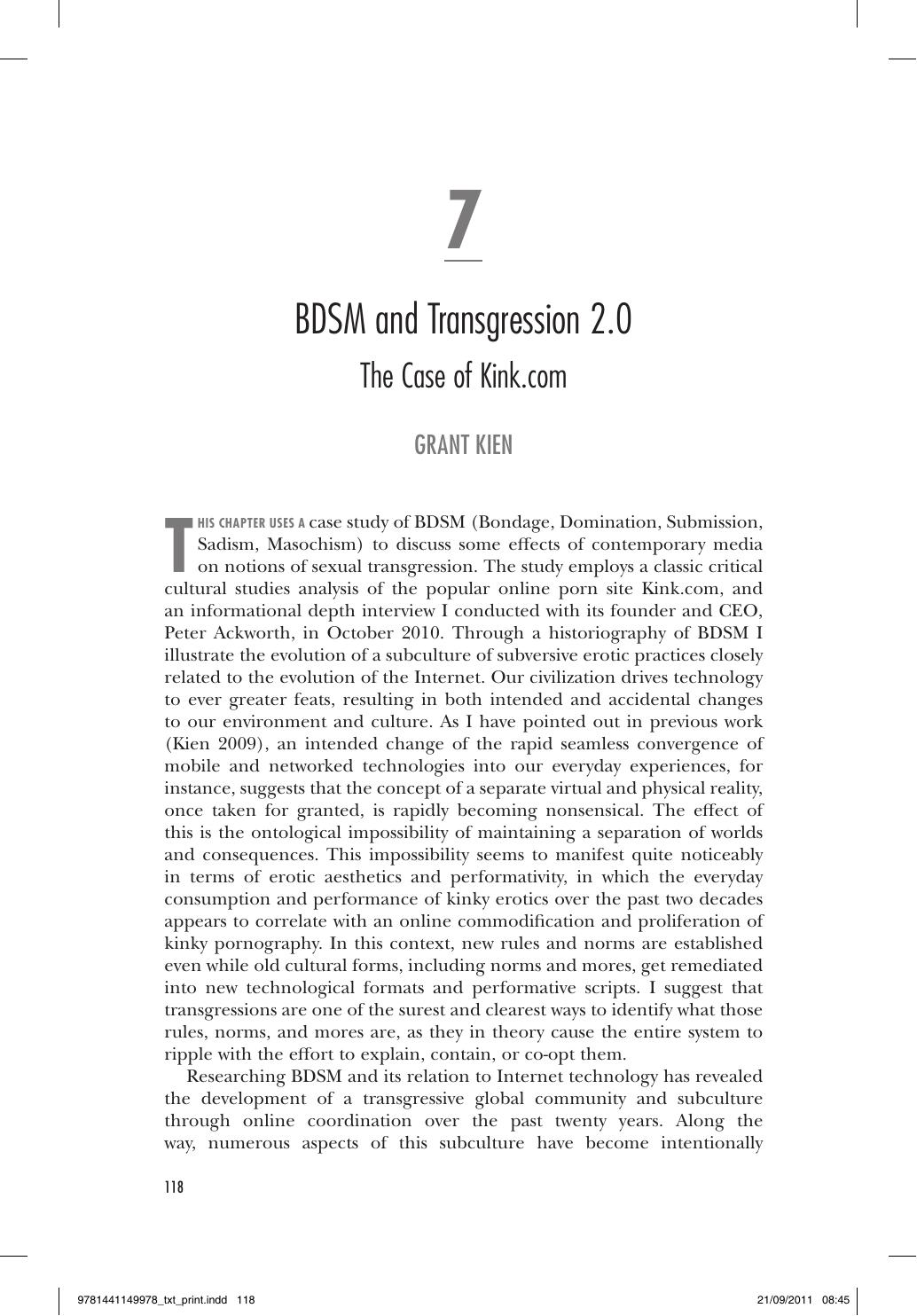 BDSM and Transgression 2.0: The Case of Kink.com by Kien Grant