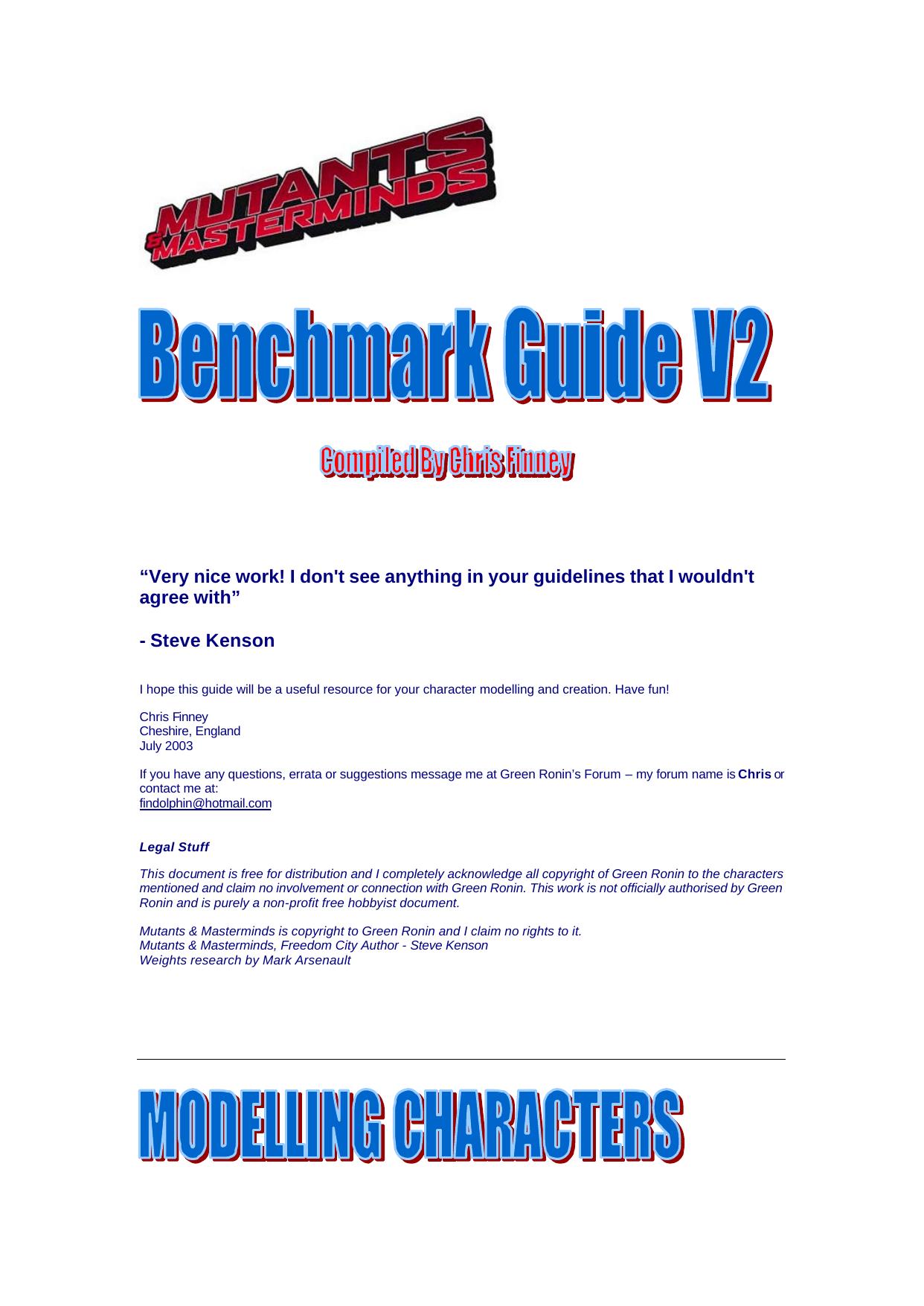 BENCHMARK GUIDE V1.99999 by Chris Finney
