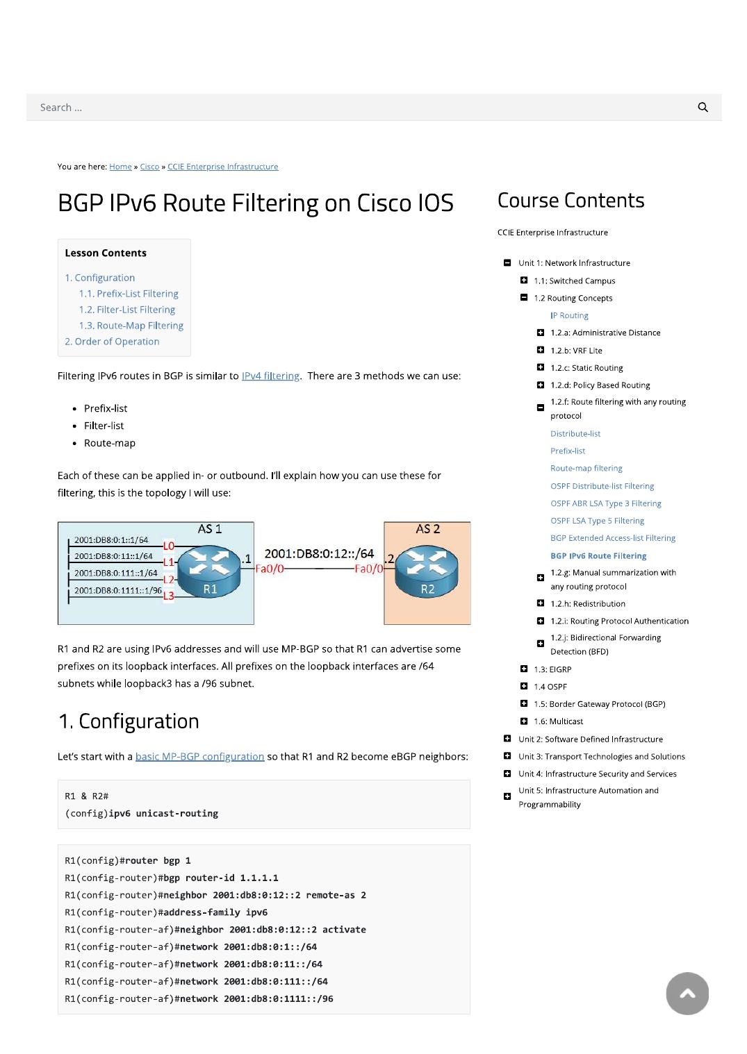BGP IPv6 Route Filtering on Cisco IOS by Rohan