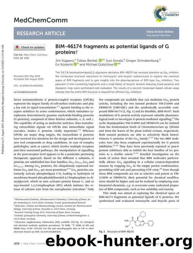 BIM-46174 fragments as potential ligands of G proteins by Jim Küppers & Tobias Benkel & Suvi Annala & Gregor Schnakenburg & Evi Kostenis & Michael Gütschow