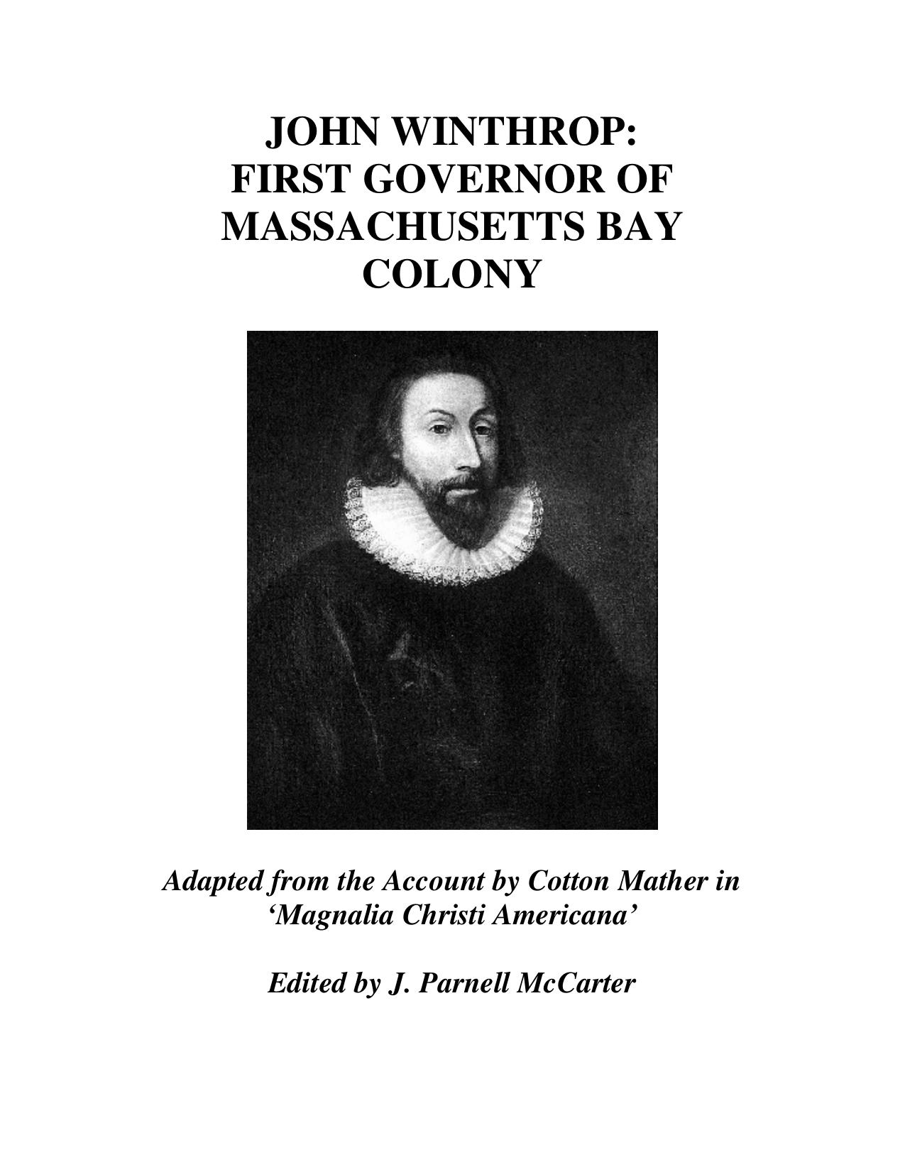 BIOGRAPHY OF JOHN WINTHROP by Unknown