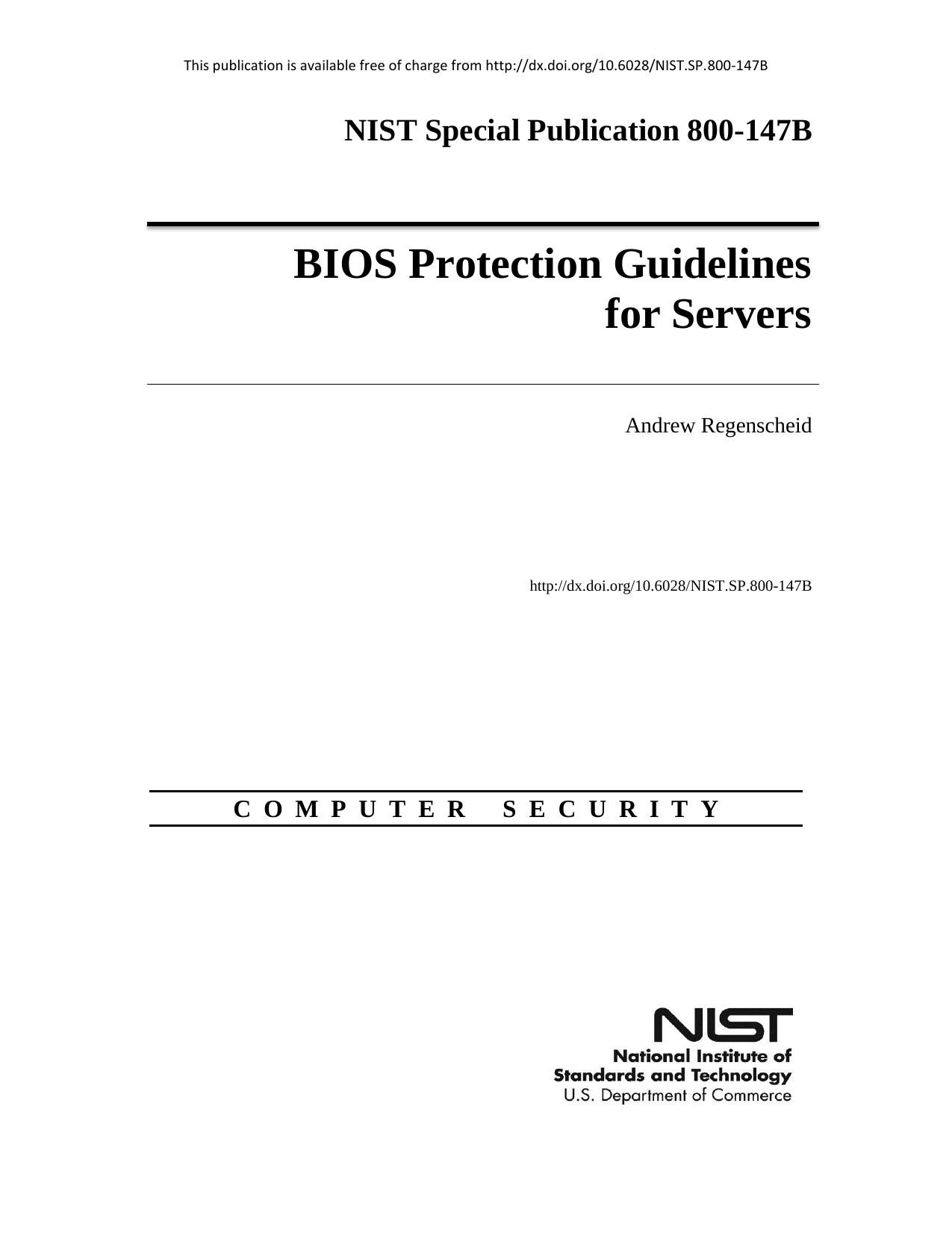 BIOS Protection Guidelines for Servers by Andrew Regenscheid