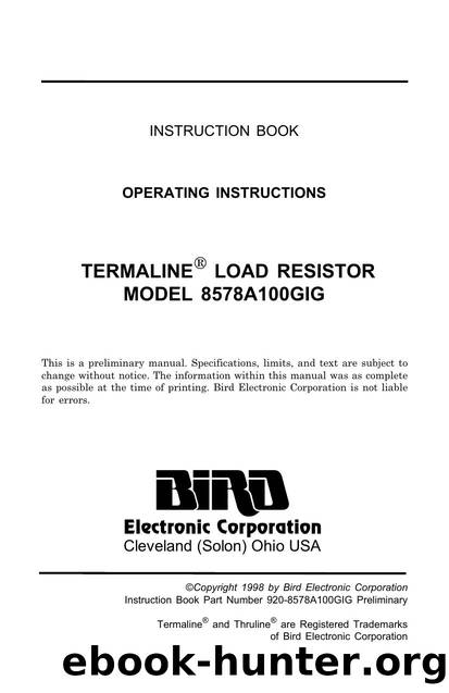 BIRD 8578A100GIG Termaline Load Resistor (1998) WW by Unknown