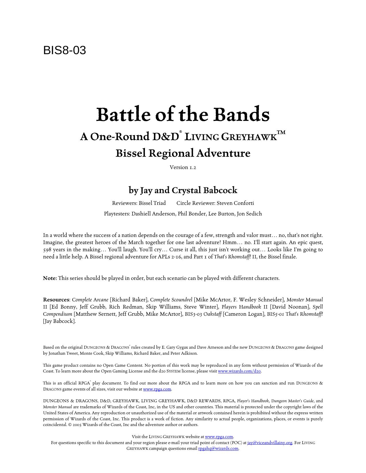BIS8-03 Battle of the Bands by Jay and Crystal Babcock