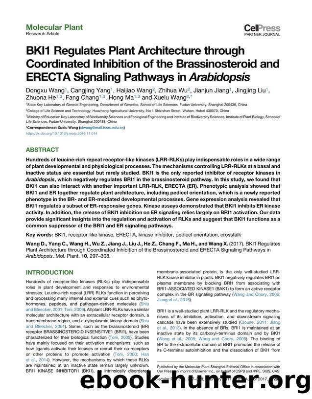 BKI1 Regulates Plant Architecture through Coordinated Inhibition of the Brassinosteroid and ERECTA Signaling Pathways in Arabidopsis by unknow