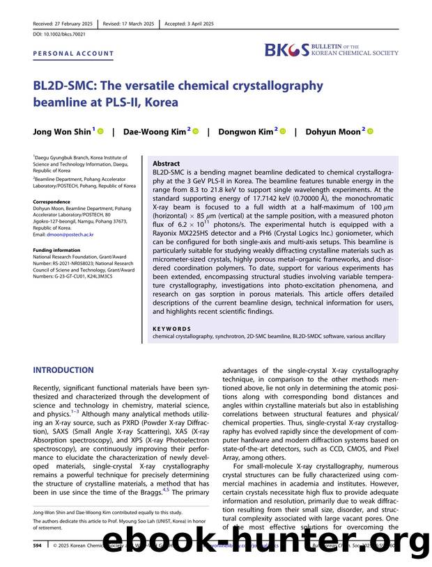 BL2DâSMC : The versatile chemical crystallography beamline at PLSâII, Korea by Unknown