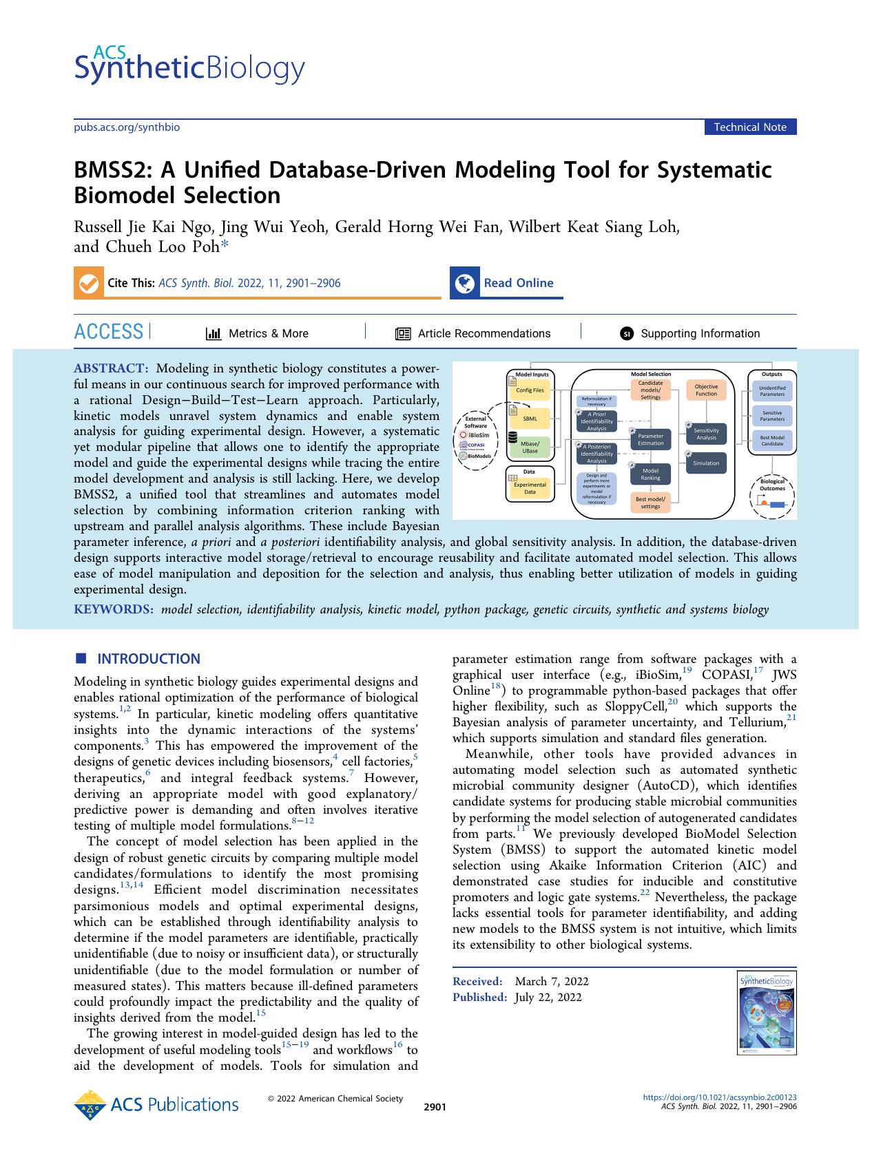 BMSS2: A Unified Database-Driven Modeling Tool for Systematic Biomodel Selection by Russell Jie Kai Ngo Jing Wui Yeoh Gerald Horng Wei Fan Wilbert Keat Siang Loh and Chueh Loo Poh