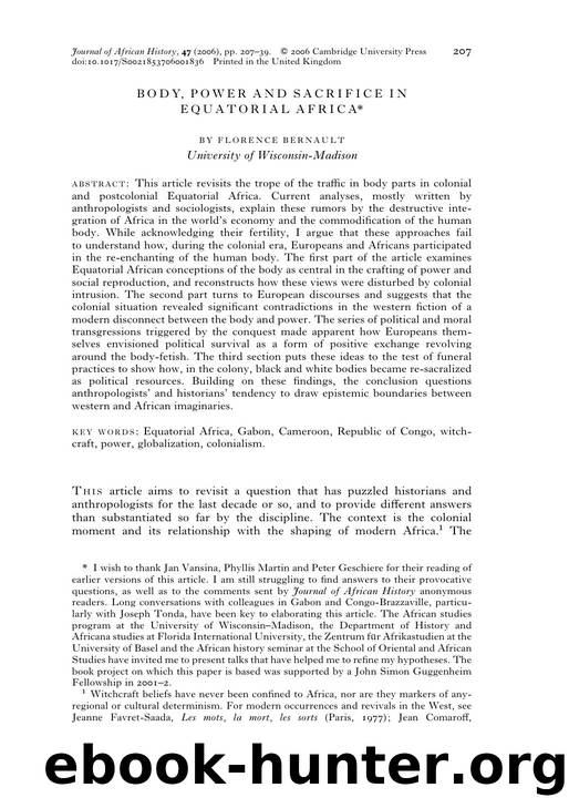 BODY, POWER AND SACRIFICE IN EQUATORIAL AFRICA by FLORENCE BERNAULT