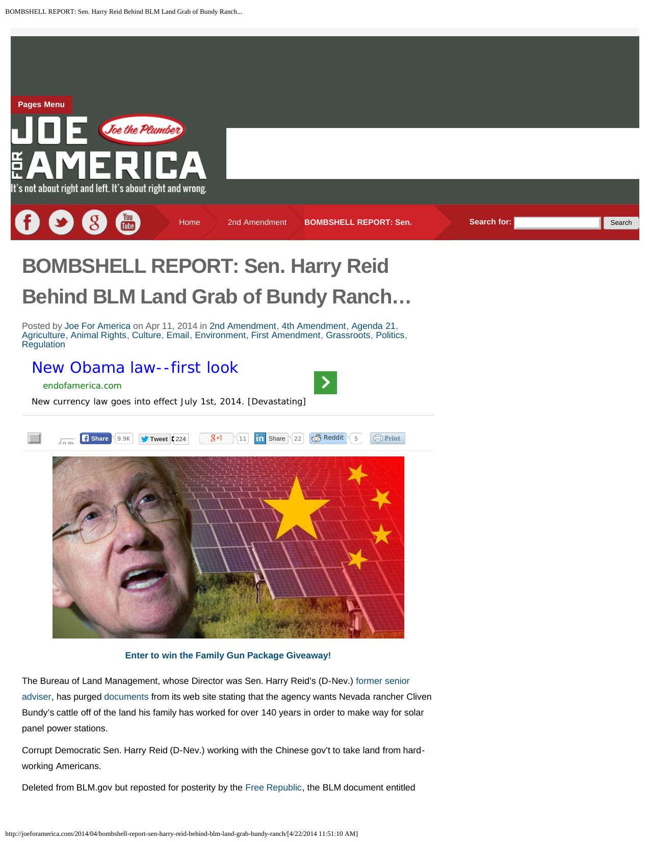 BOMBSHELL REPORT: Sen. Harry Reid Behind BLM Land Grab of Bundy Ranch... by Unknown