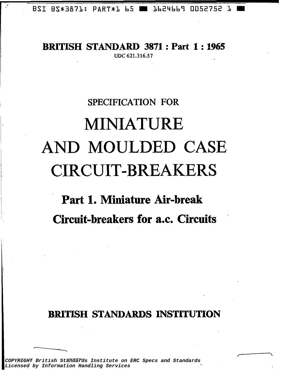 BS 3871 mcb and mccb in ac circuits by Unknown