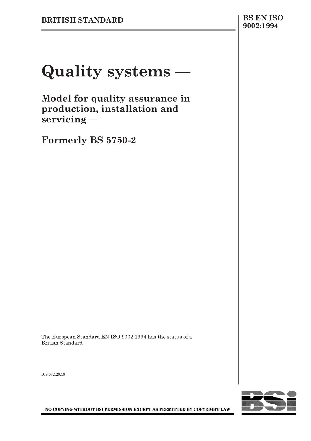 BS EN ISO 09002-1994 (1998) by Unknown