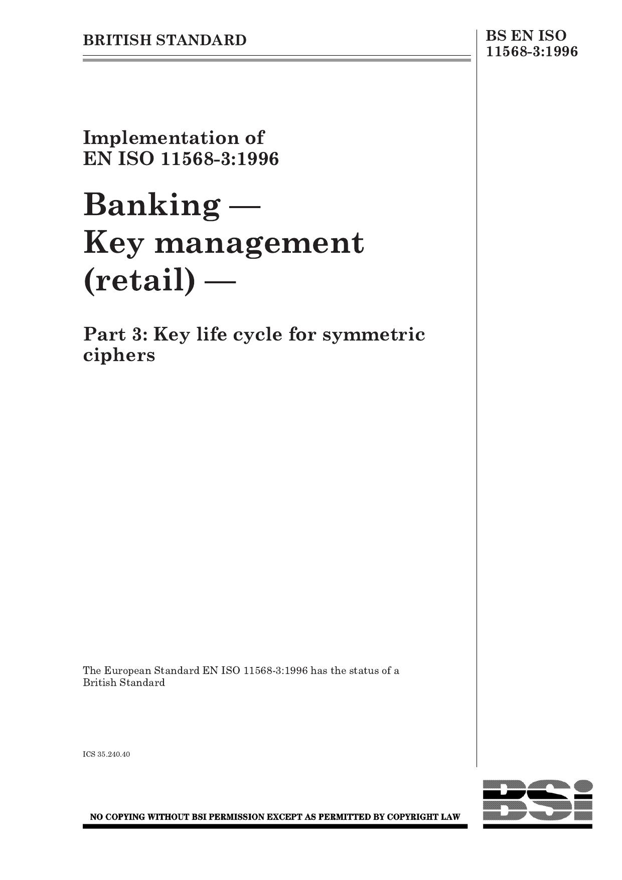 BS EN ISO 11568-3-1996 (1999) by Unknown