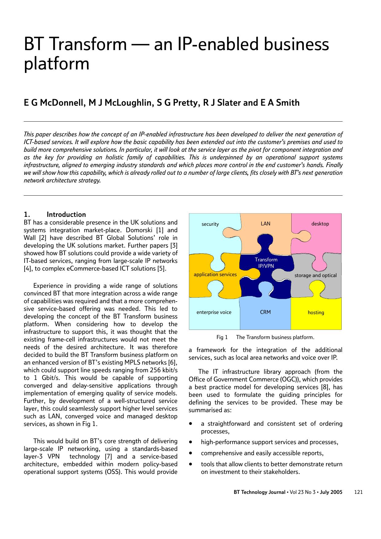BT Transform &#x2014; an IP-enabled business platform by Unknown