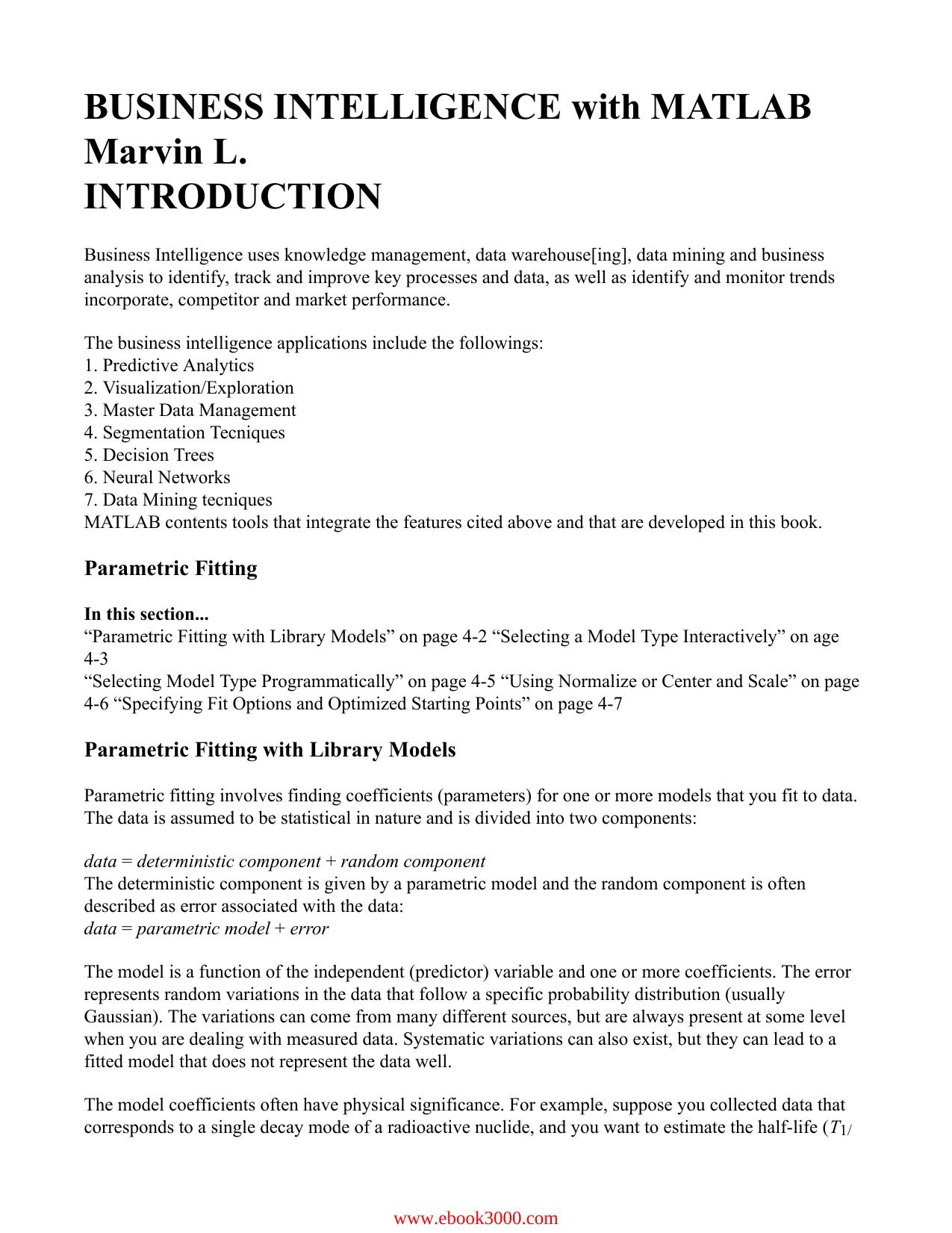 BUSINESS INTELLIGENCE with MATLAB by Unknow