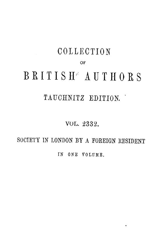 BY A Foreign Resident - Society in london by 1885