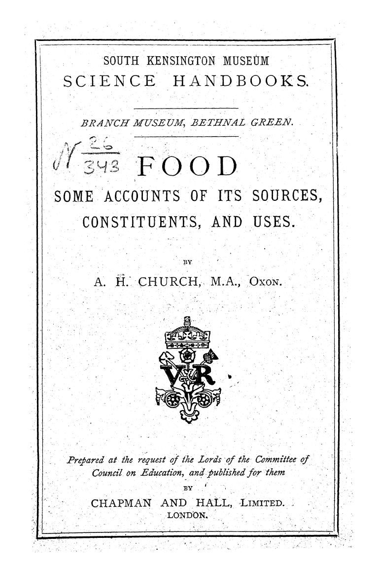 BY A.H. Church, Church A.H. - Food by 1882