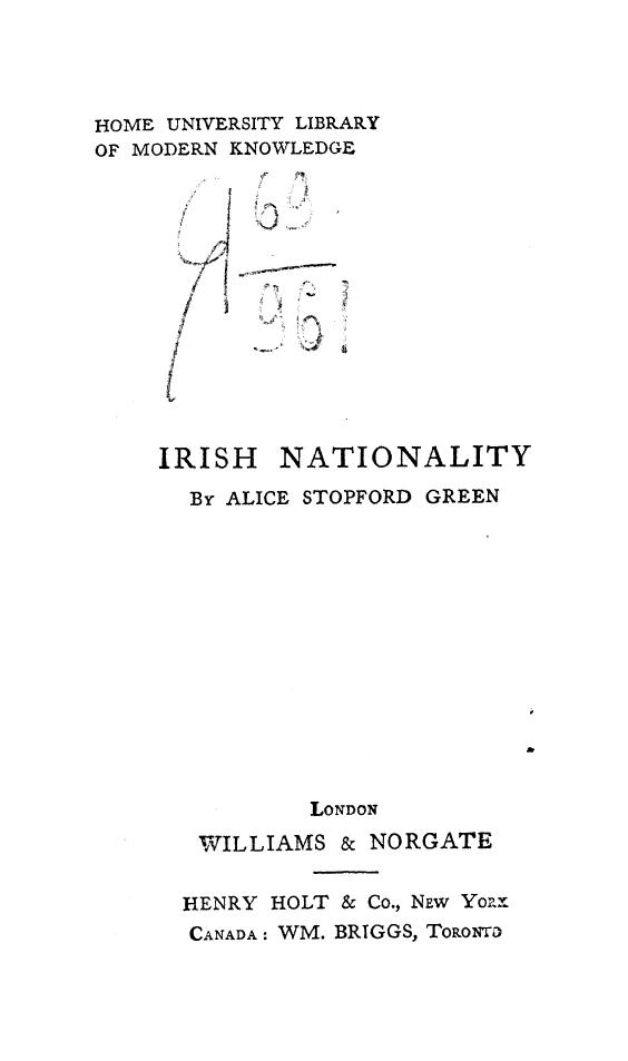 BY Alice Stopford Green by Irish nationality