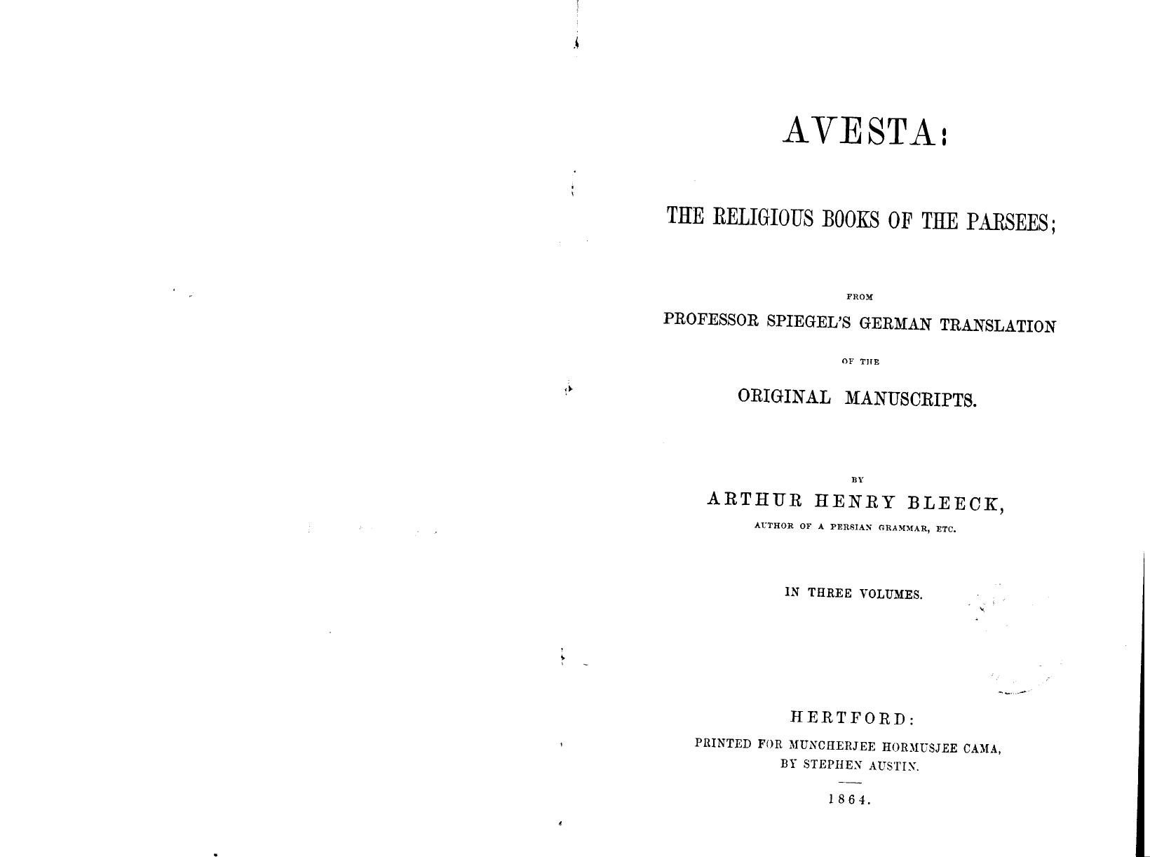 BY Arthur Henry Bleeck - Avesta by 1864