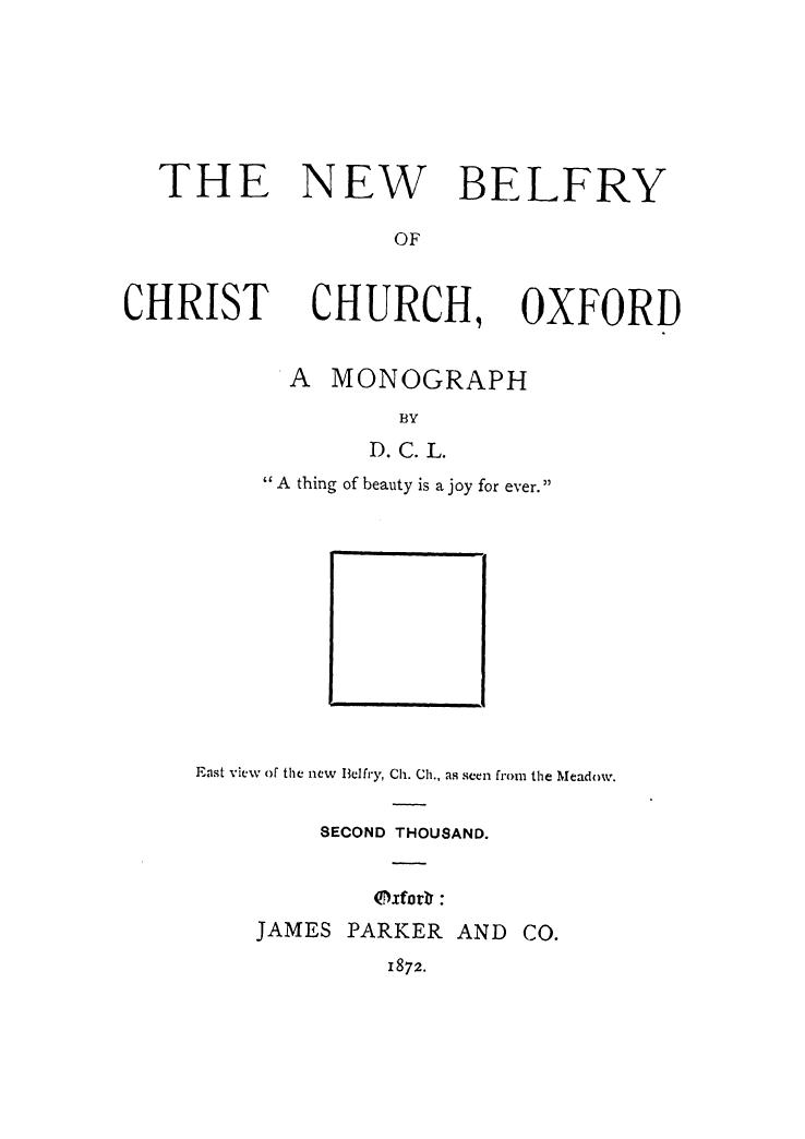 BY D. C. L. - The new belfry of christ church, oxford by 1872