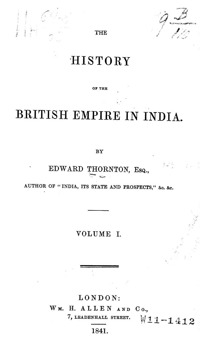 BY Edward Thornton - The history of the british empire in india. vol. 1 by 1841