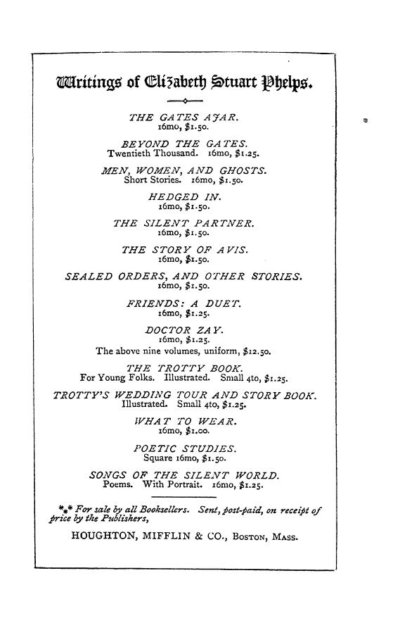 BY Elizabeth Stuart Phelps - Songs of the silent world by 1885