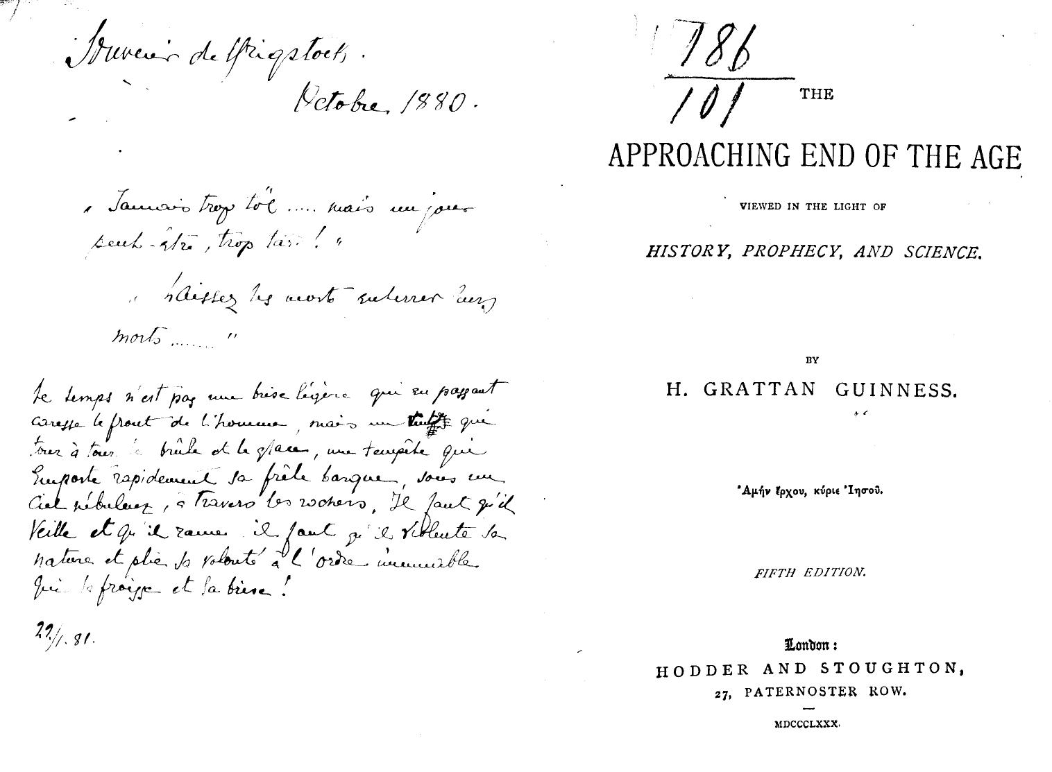 BY H. Grattan Guinness - The approaching end of the age by 1880