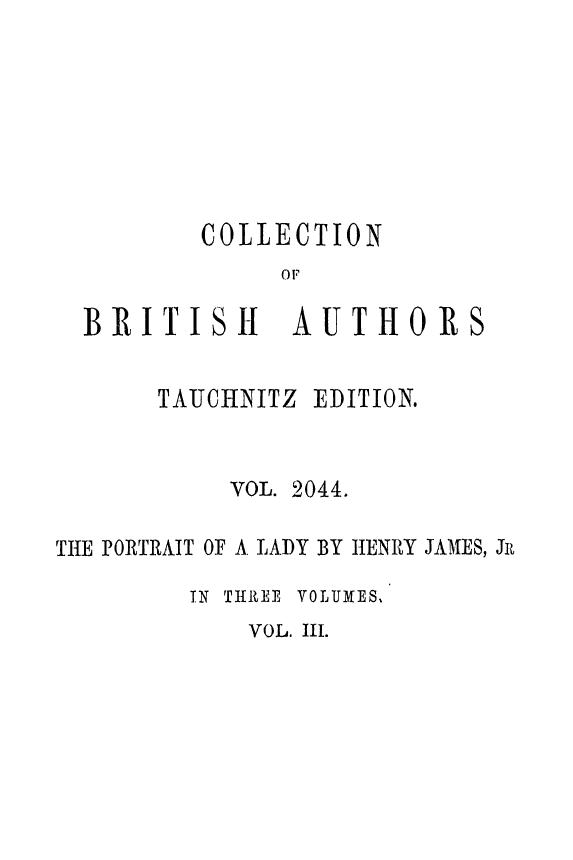 BY Henry James - The portrait of a lady  . vol. 3 by 1882