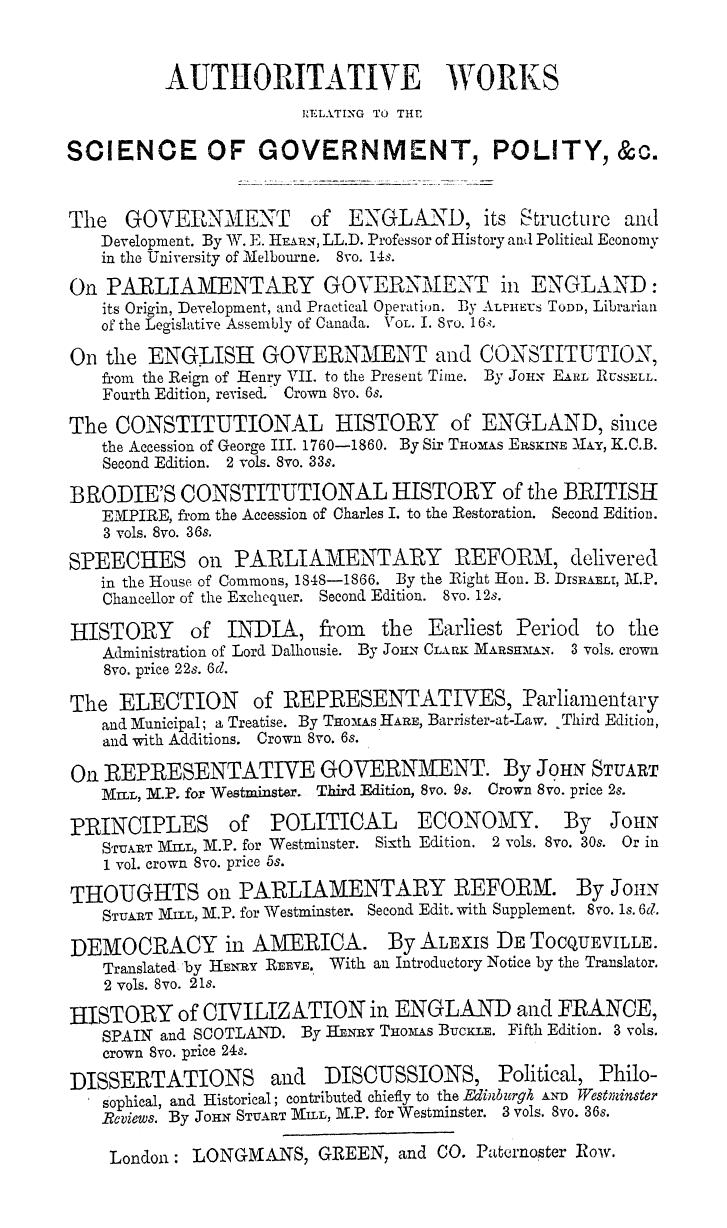BY Homersham COX, COX - Antient parliamentary elections by 1868