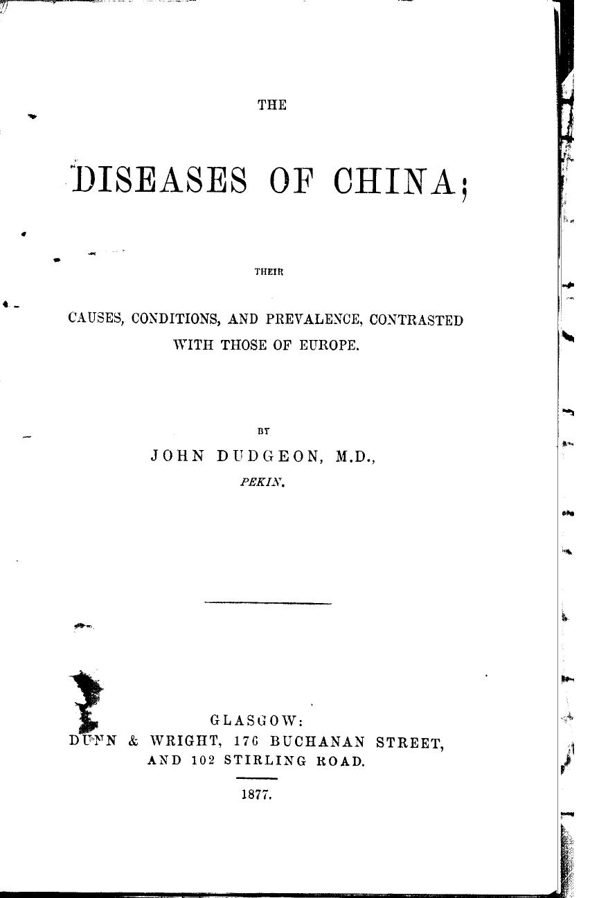 BY JOHN Dudgeon, Dudgeon - The diseases of china by 1877