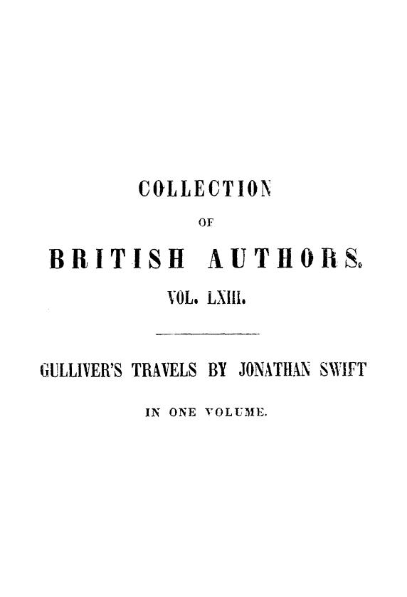 BY Jonathan Swift, Swift - Gulliver's travels into several remote nations of the world by 1844
