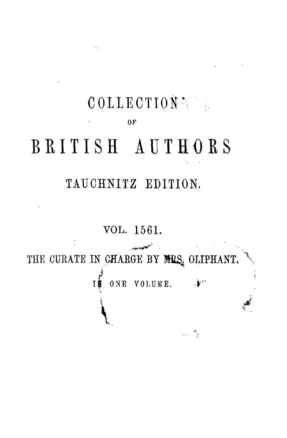 BY MRS. Oliphant, Oliphant - The curate in charge by 1876