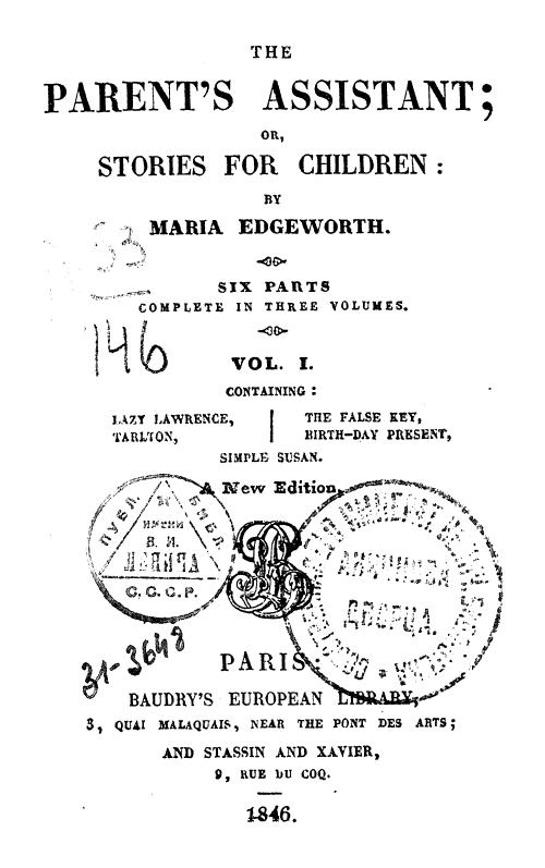 BY Maria Edgeworth - The parent's assistant  . vol. 1 by 1846