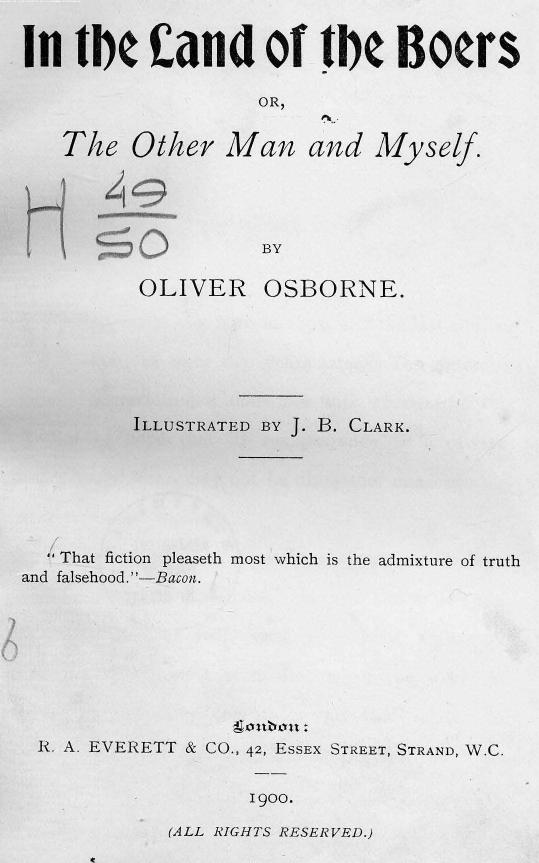 BY Oliver Osborne, Illustrated BY J.B. Clark - In the land of the boers by 1900