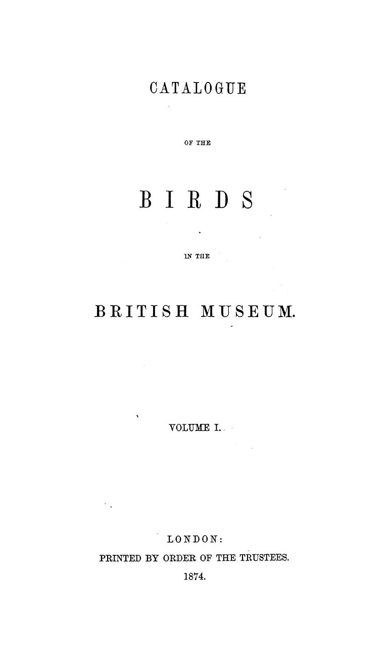 BY R. Bowdler Sharpe - Catalogue of the accipitres, or diurnal birds of prey, in the collection of the by 1874
